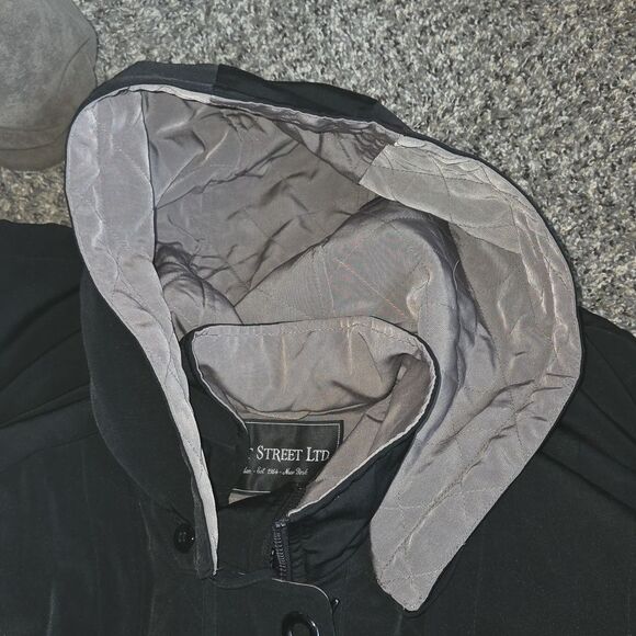 Fleet street womens black hooded rain coat soft shell jacket Coat size PM Petite - Picture 3 of 14